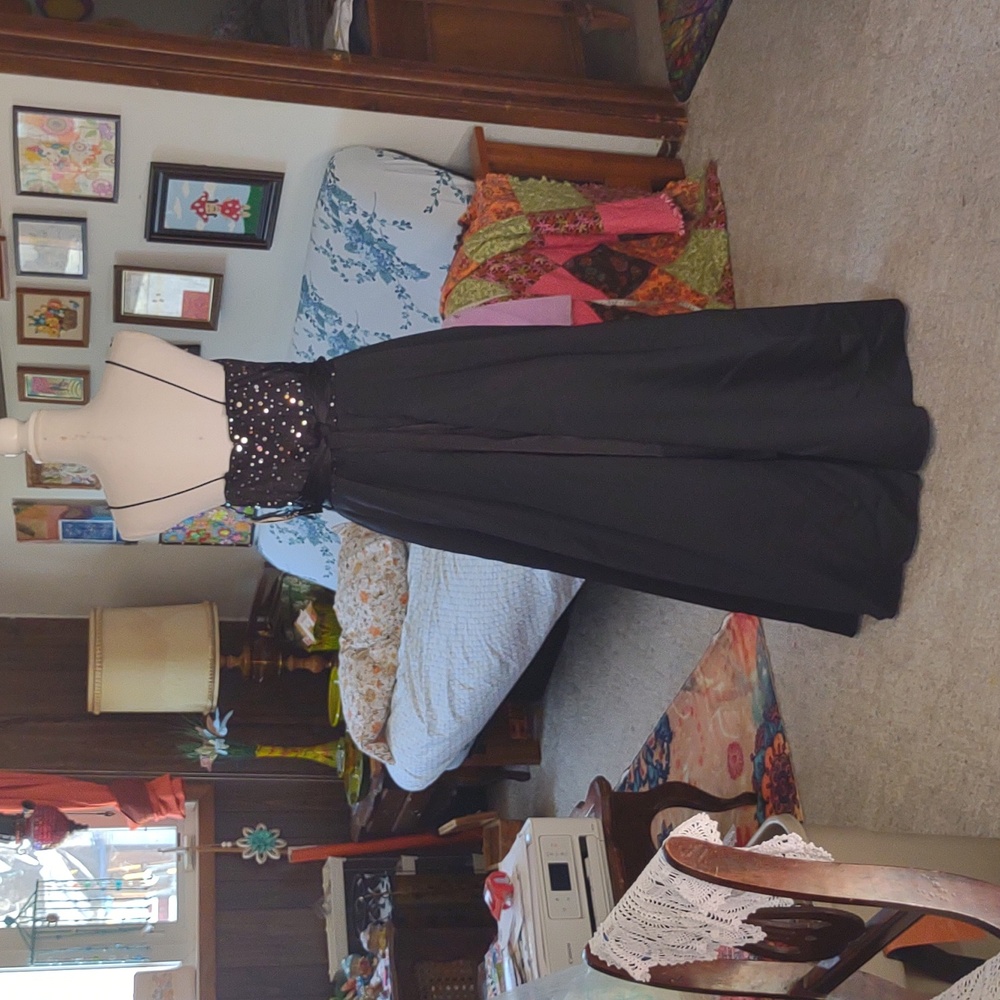 NOS JUMP APPAREL black Tool Sequence Sash Full Length Formal Dress Plus Sz 18W - Picture 7 of 12